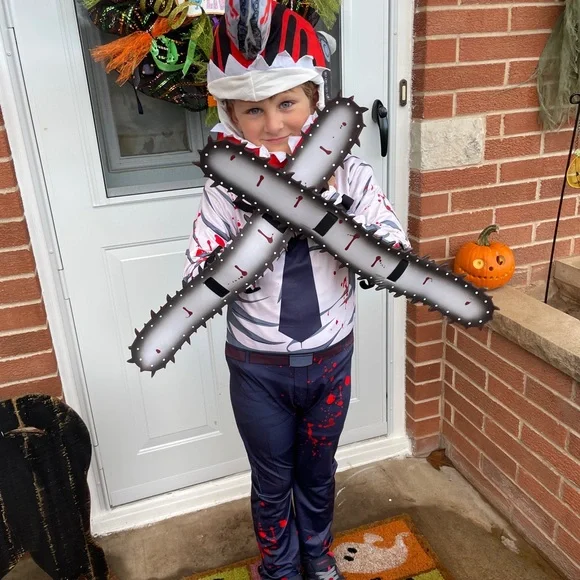 Kids Zombie Chainsaw Outfit with Red and Black Design - Picture 6 of 8